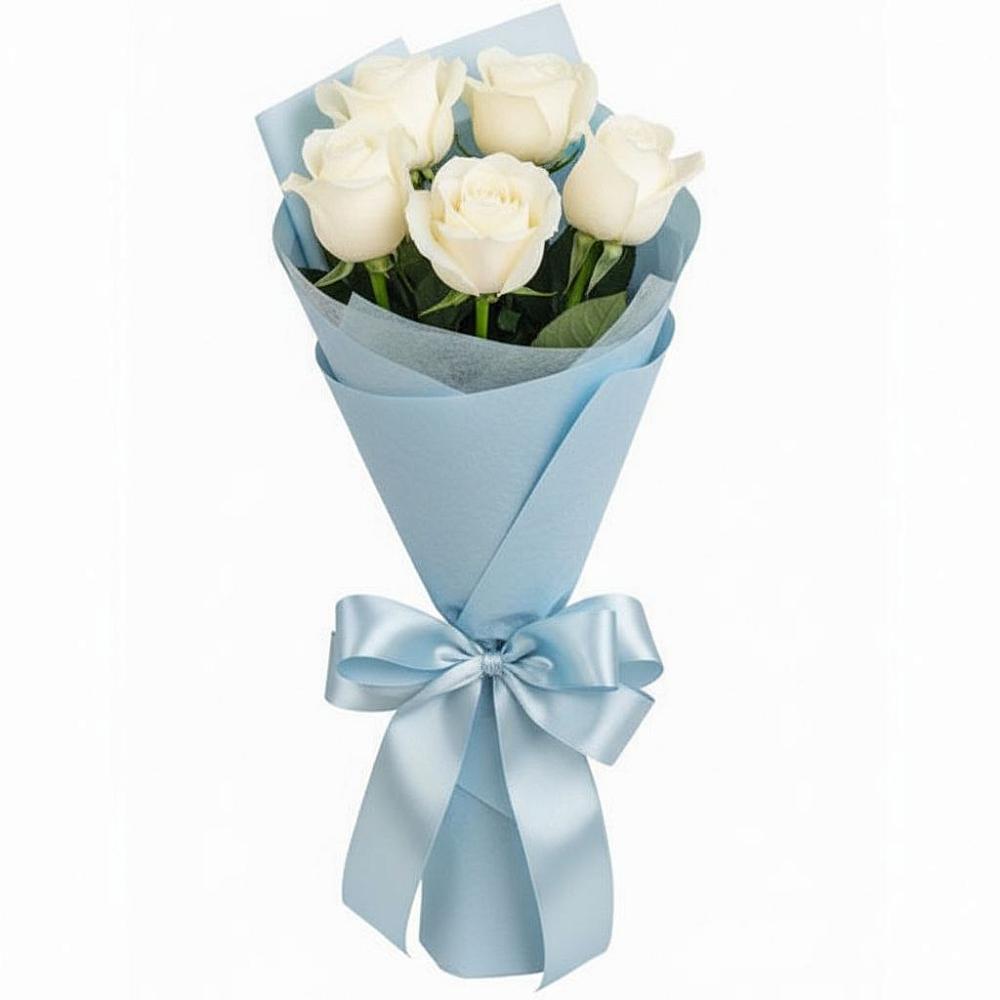 Букет 5 Белых роз Проуд в Малмыже