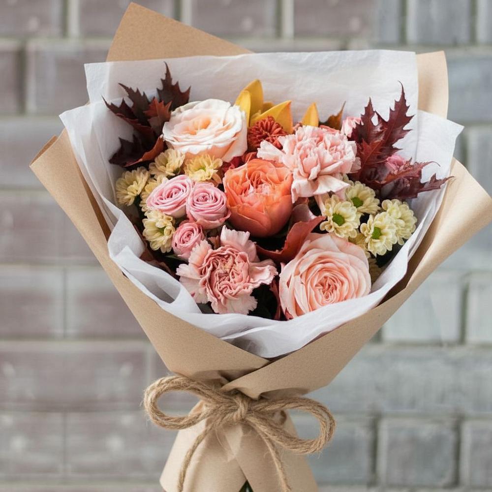 Букет цветов из: Гвоздики, Хризантемы и Розы в Малмыже