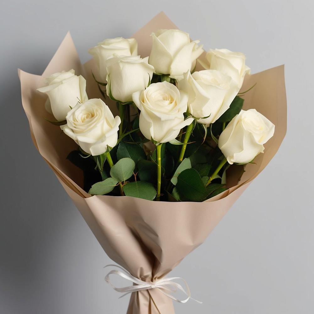 Букет 9 Белых роз Эдлесс Лав в Малмыже