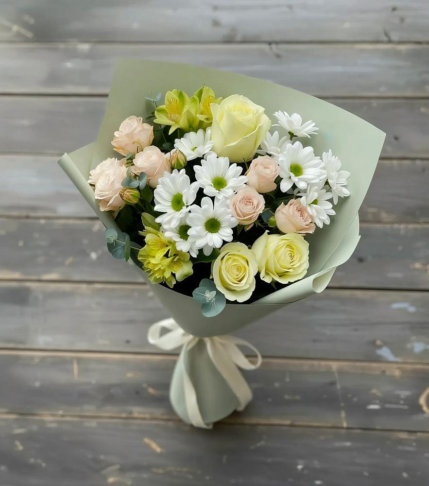 Букет цветов из: Альстромерии, Розы и Хризантемы в Малмыже