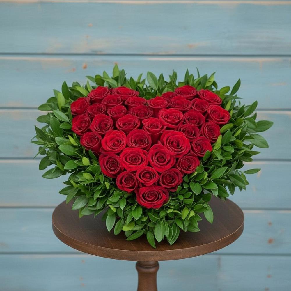 Цветочная композиция из Розы в виде сердца в Малмыже