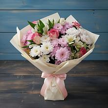 Букет цветов из:  Хризантемы, Альстромерии и Розы #REPLACE_PRED# Малмыже