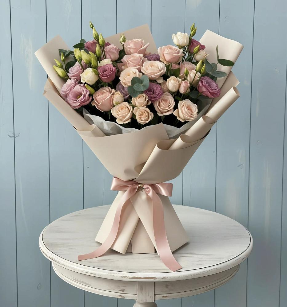 Букет цветов из: Розы и Лизиантусы в Малмыже